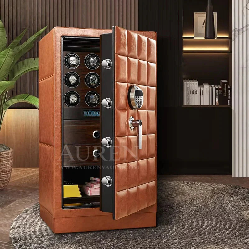 Luxury watch safe storing multiple Rolex watches with organized watch cushions