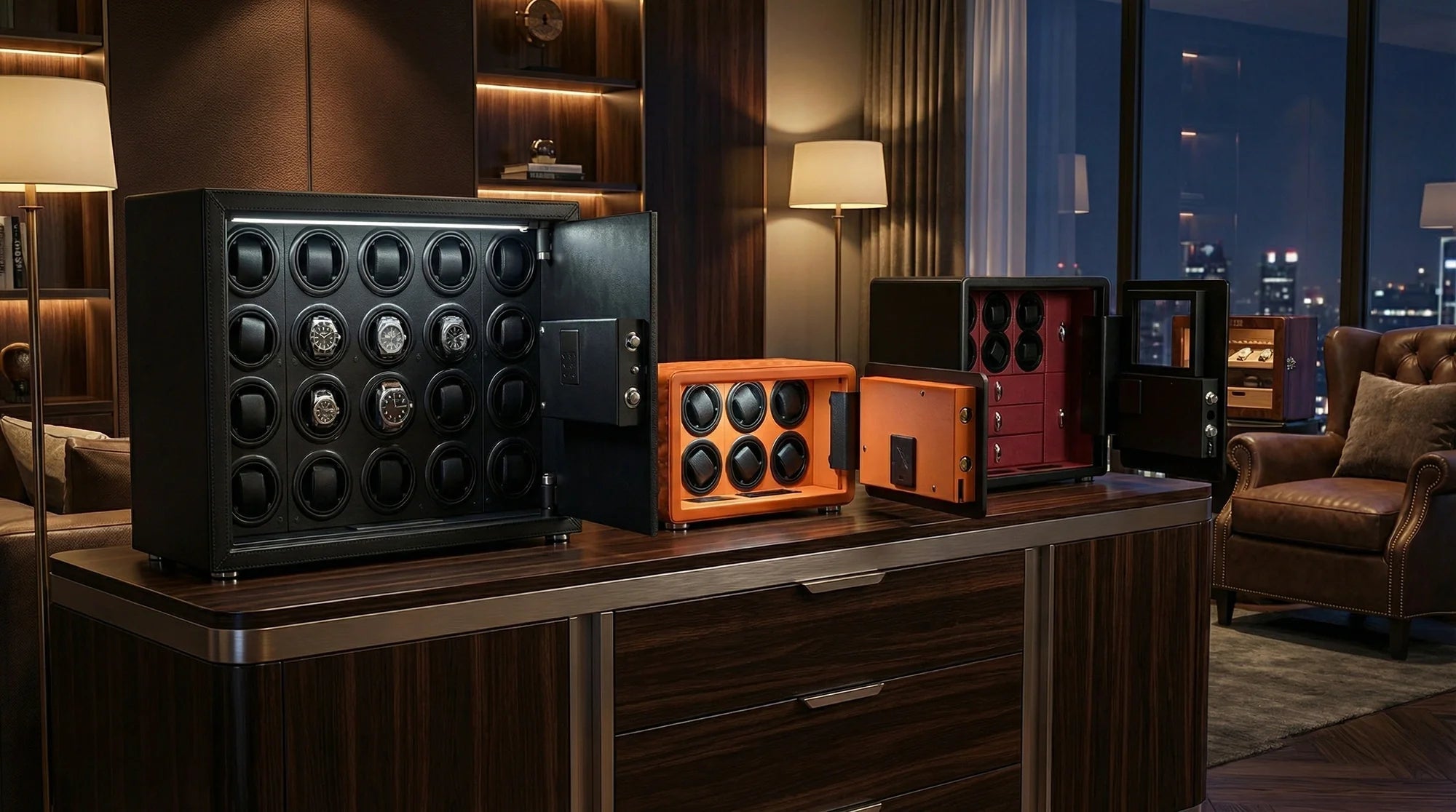 Secure watch safe designed for protecting and organizing valuable watch collections.