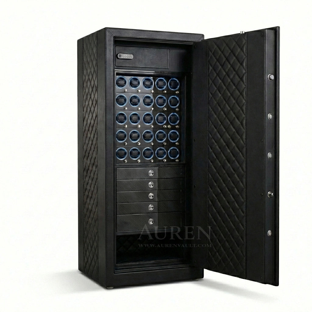 Noble 25 Watch Winder Safe - Black Open