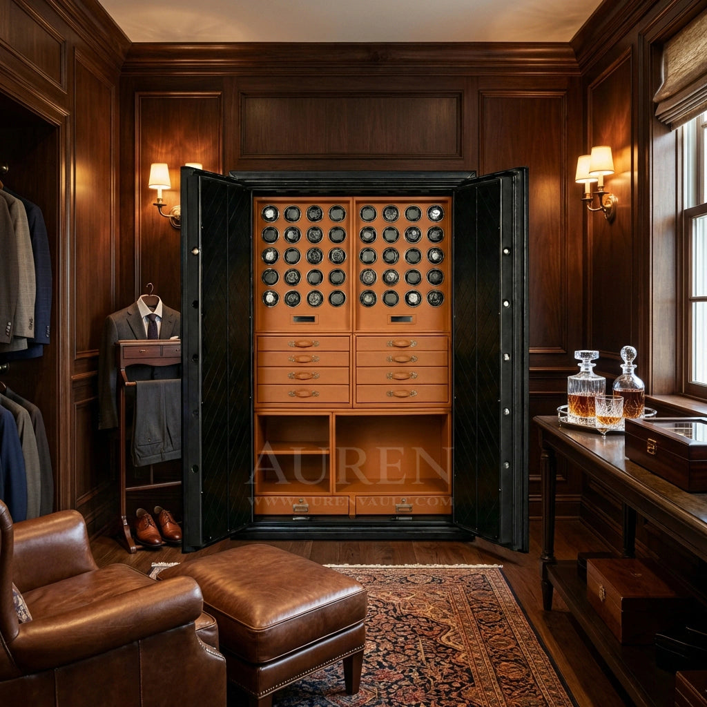 Heritage Leather 40 Watch Safe Cabinet Camel Lifestyle