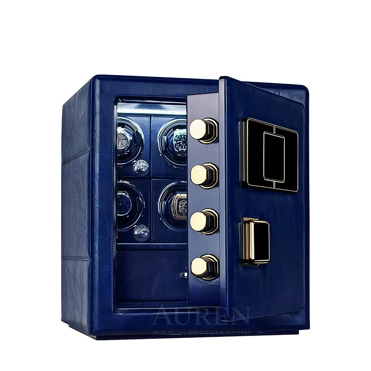 Crown Vault 6 Watch Winder Safe - Blue Open Door