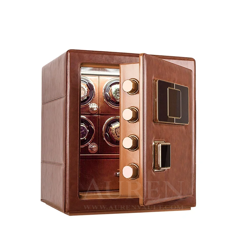Crown Vault 6 Watch Winder Safe - Orange Open