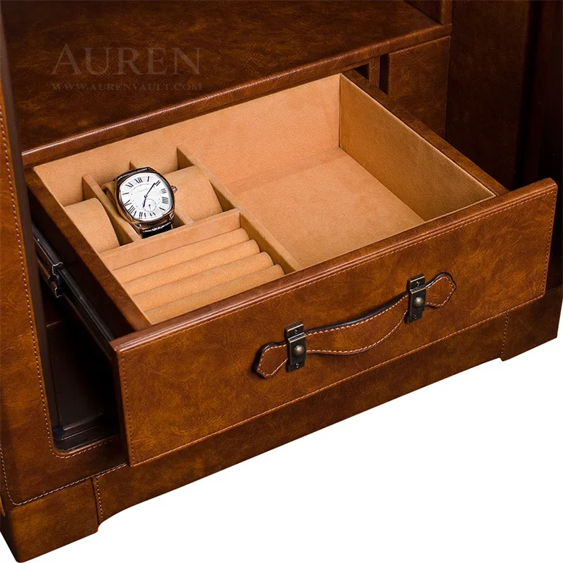 Crown Vault 12 Watch Winder Safe - Brown Drawer