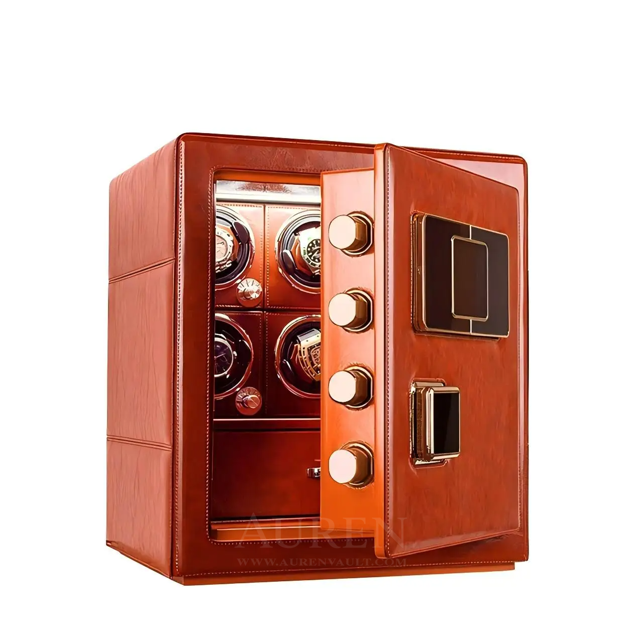 Crown Vault 6 Watch Winder Safe - Red Open