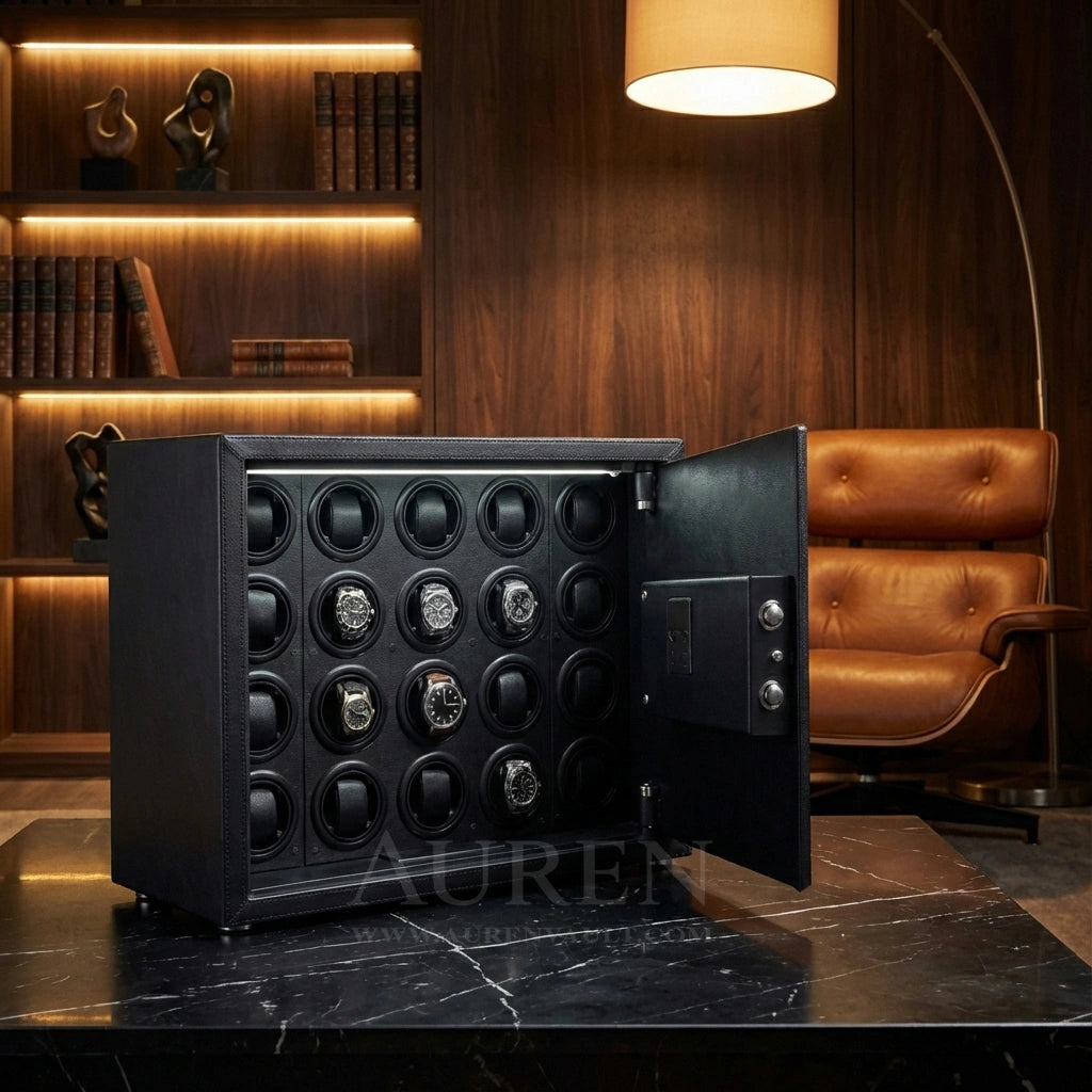 Iron Shield 20 Watch Winder Safe - Black Lifestyle