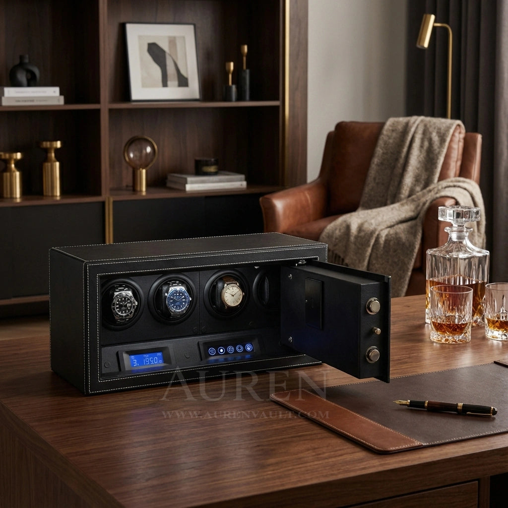 Iron Shield 4 Watch Winder Safe - Black Lifestyle