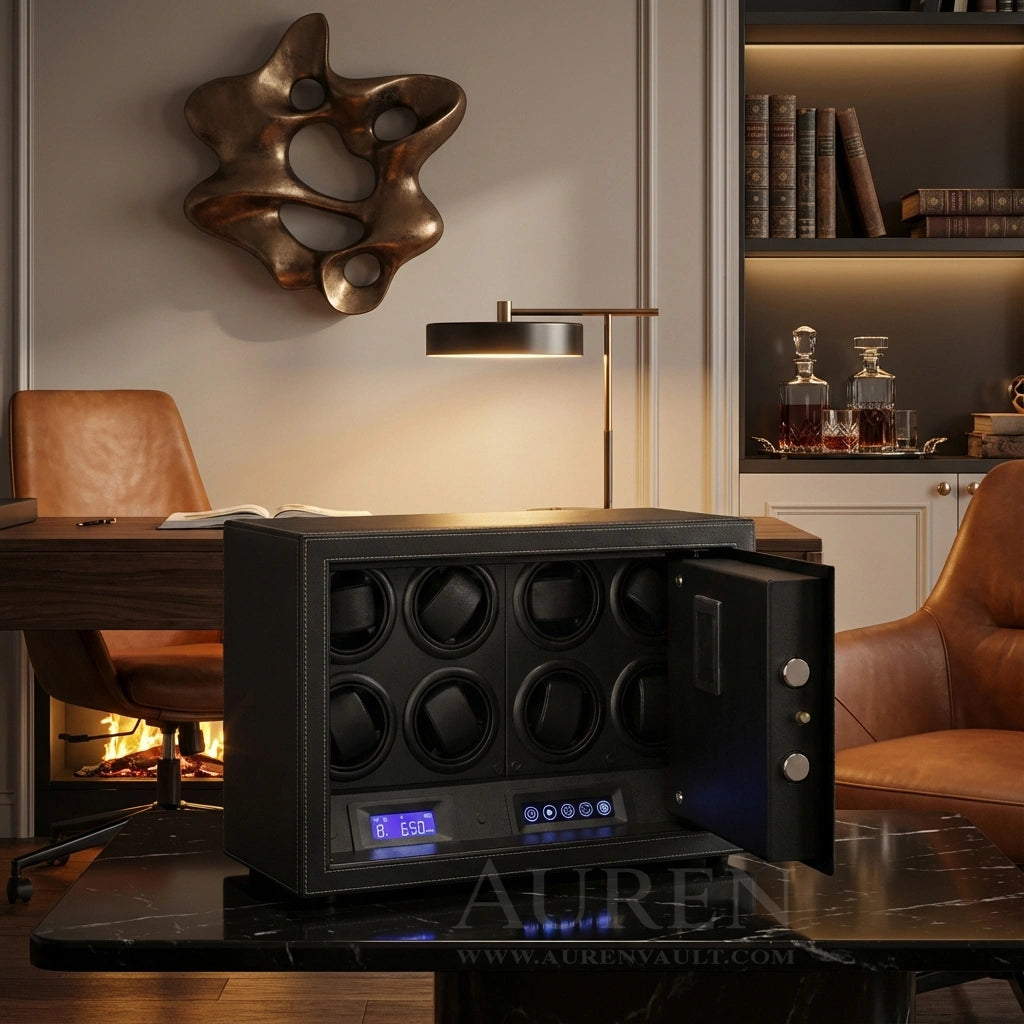 Iron Shield 8 Watch Winder Safe - Black Lifestyle