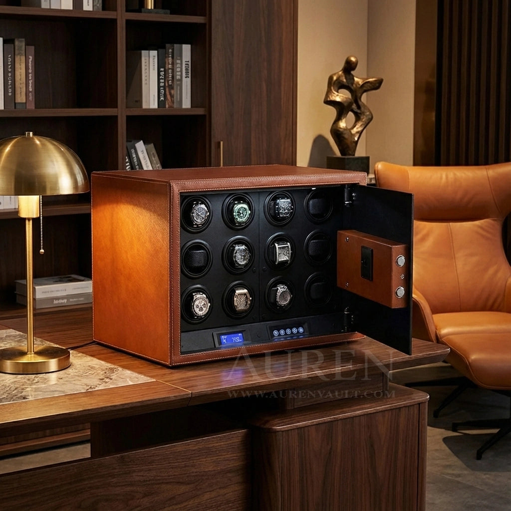 Iron Shield 12 Watch Winder Safe - Orange Lifestyle