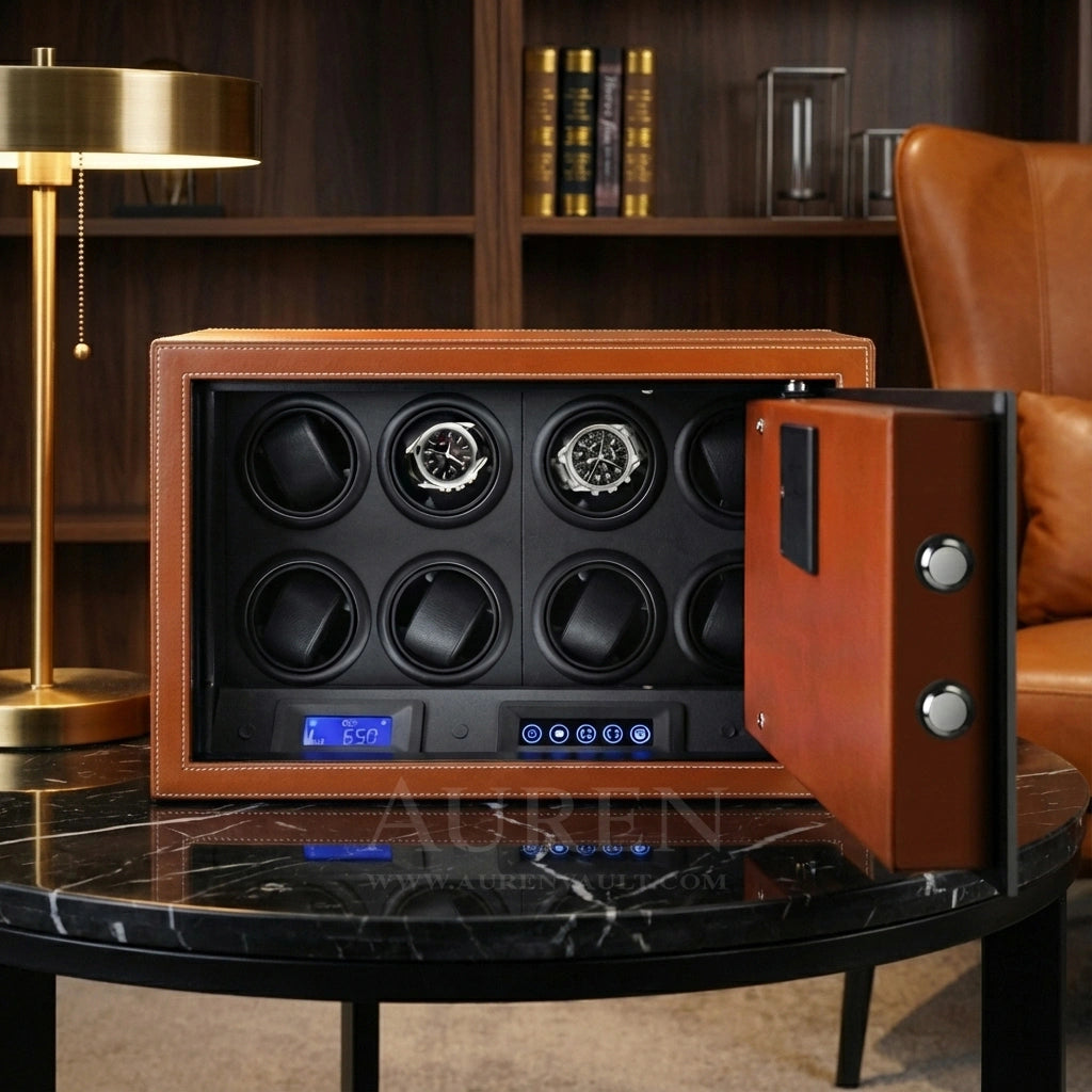 Iron Shield 8 Watch Winder Safe - Orange Lifestyle
