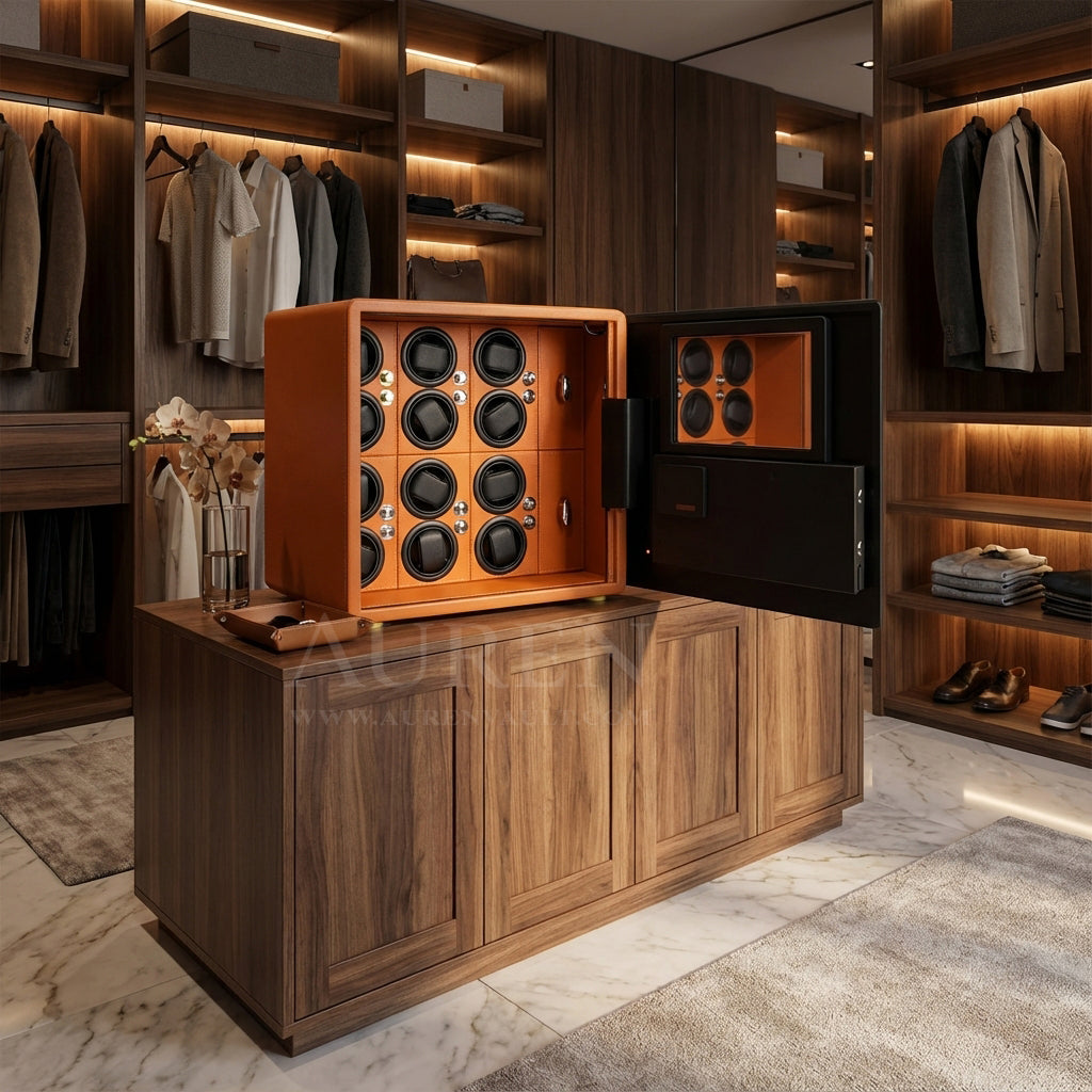 Kovra 12 Watch Winder Safe - Orange Lifestyle