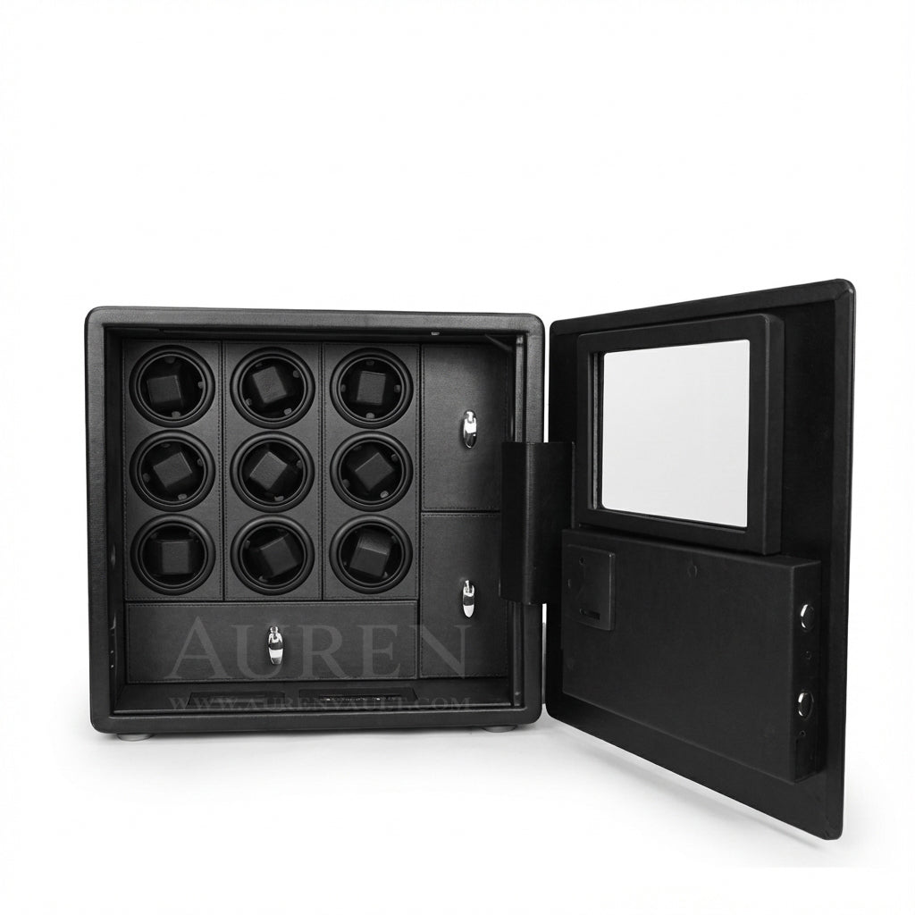 Kovra 9 Watch Winder Safe - Black Open