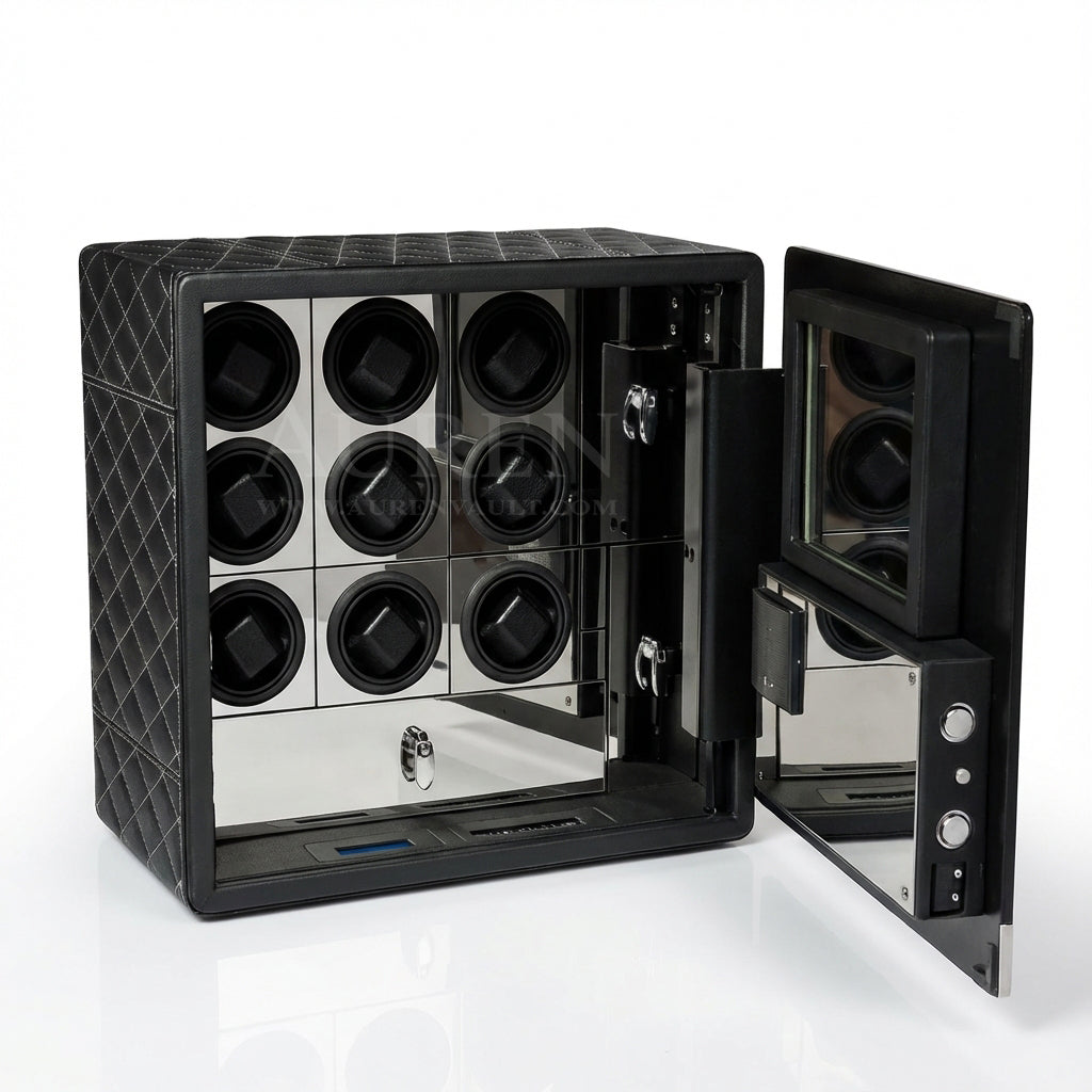 Kovra 9 Watch Winder Safe - Silver Open