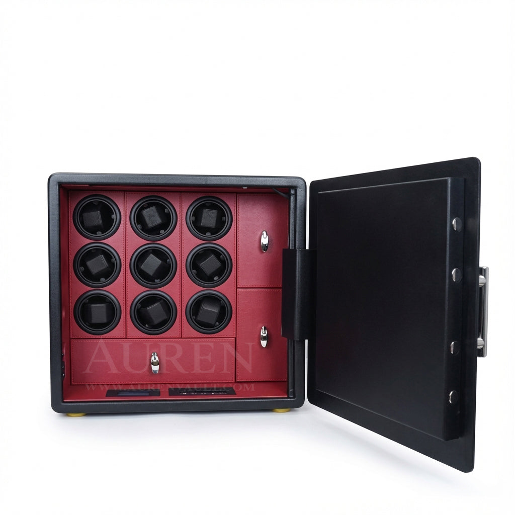 Kovra 9 Watch Winder Safe - Red Open