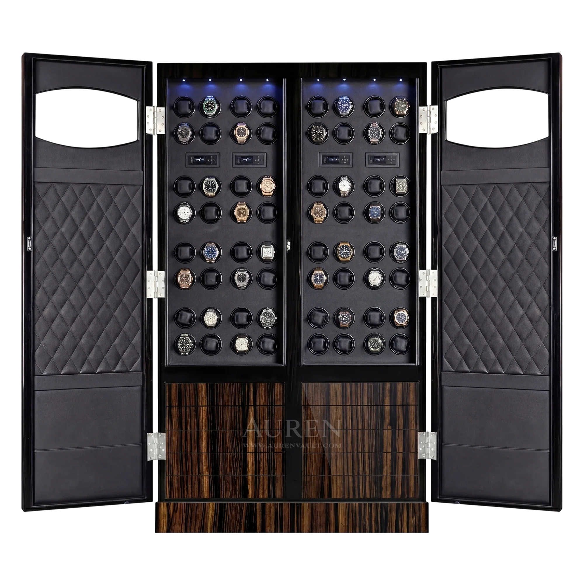 Dominion 64 Watch Winder Cabinet - Brown Open