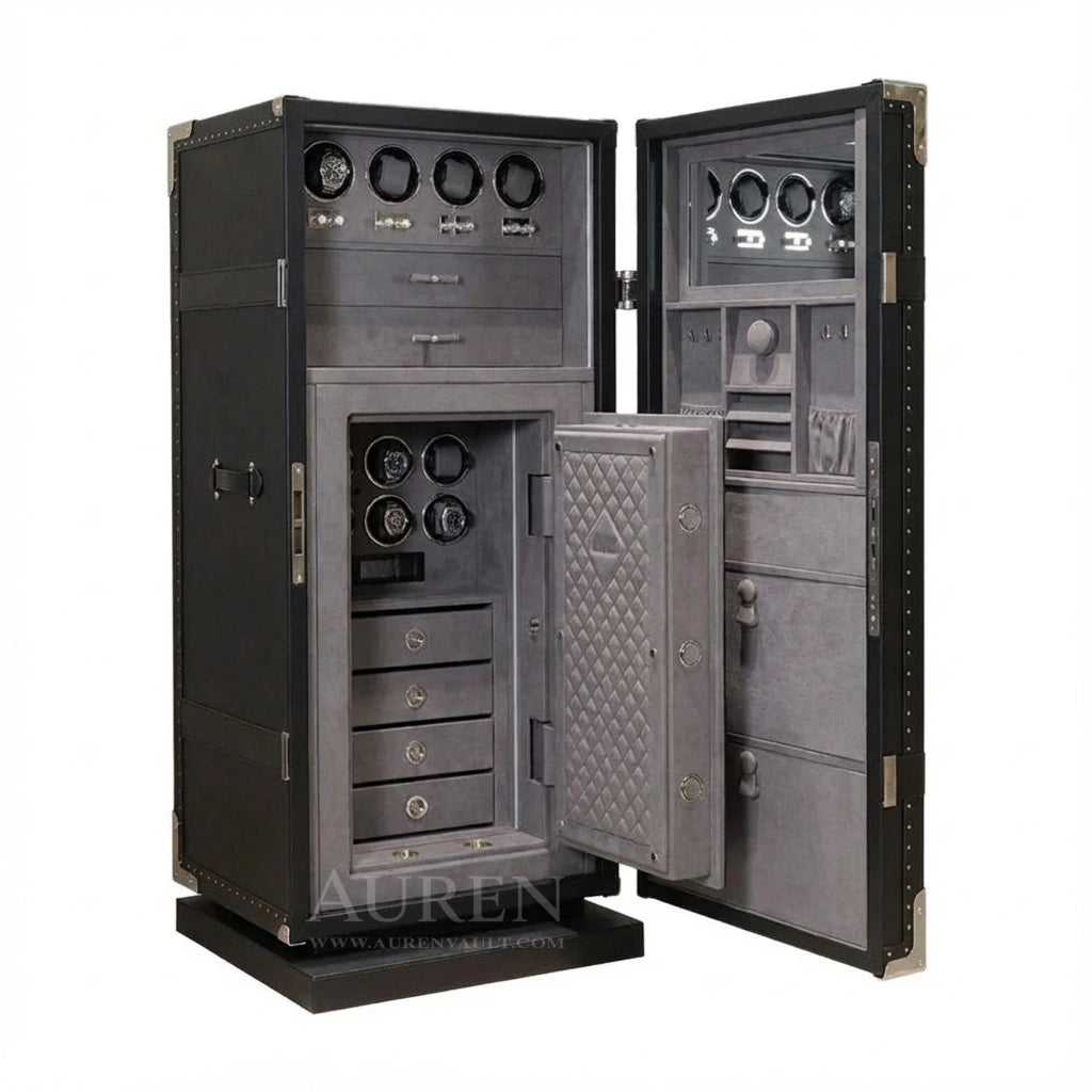 Regalis Watch Winder Safe - Black Open