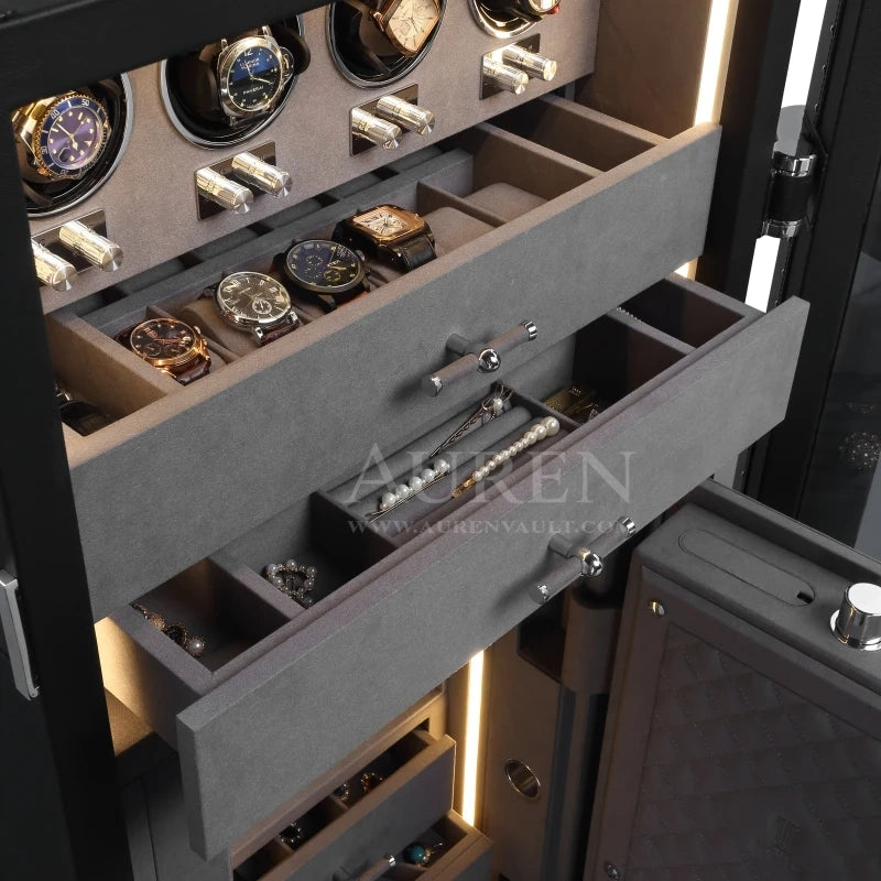 Regalis Watch Winder Safe - Black Drawers
