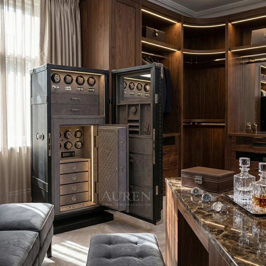 Regalis Watch Winder Safe - Black Lifestyle