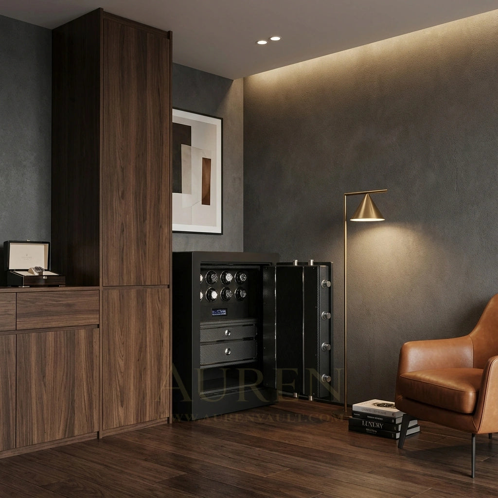 Fortis Vault 8 Watch Winder Safe - Auren Black Lifestyle