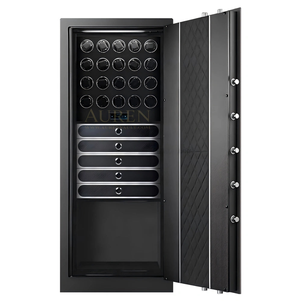 Fortis Vault 20 Watch Winder Safe - Black Open Door without watch inside