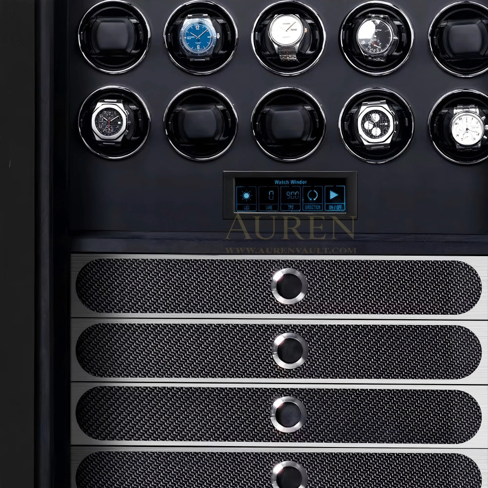 Fortis Vault 40 Watch Winder Safe - Black Winder Focus