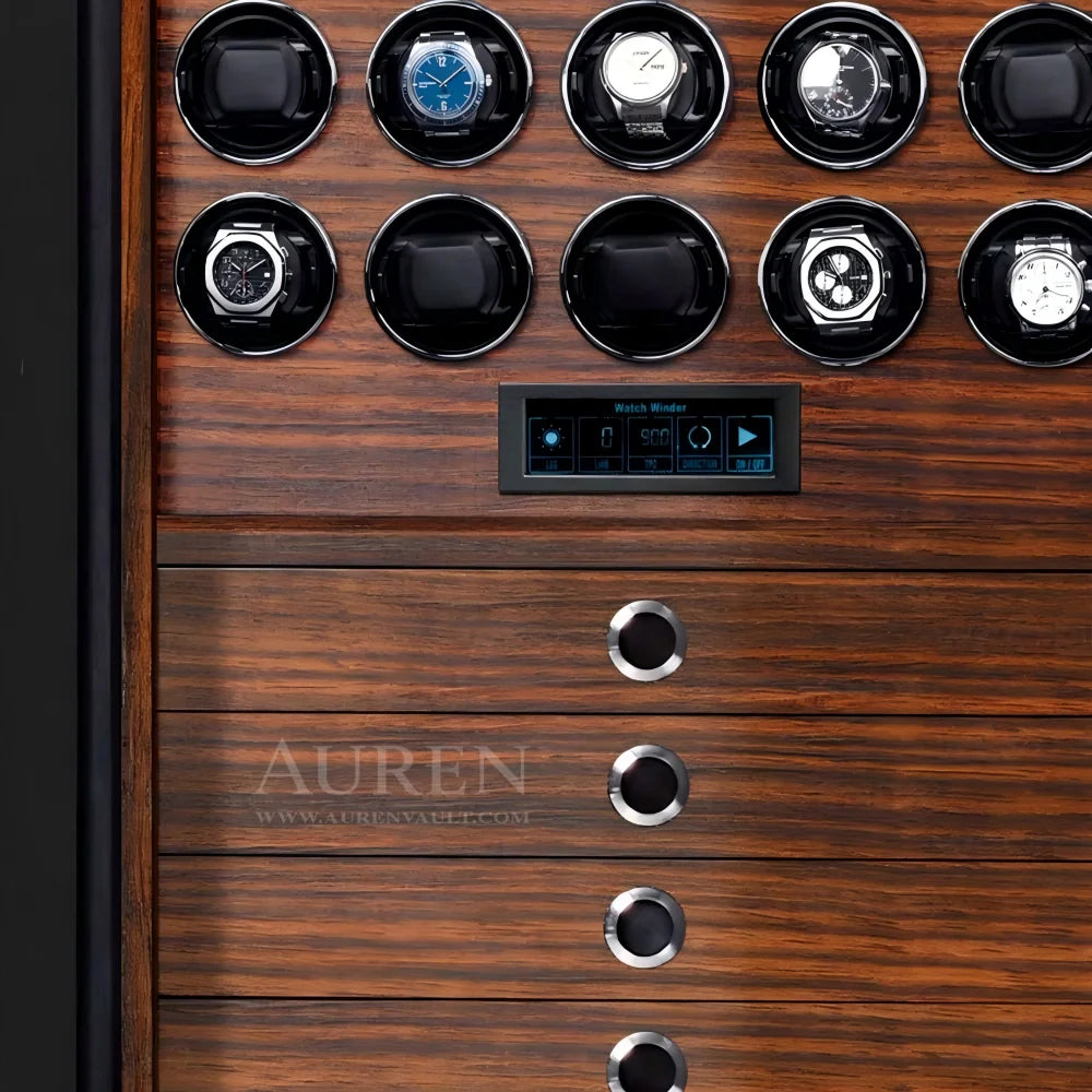 Luxury watch collection stored securely inside a reinforced watch safe