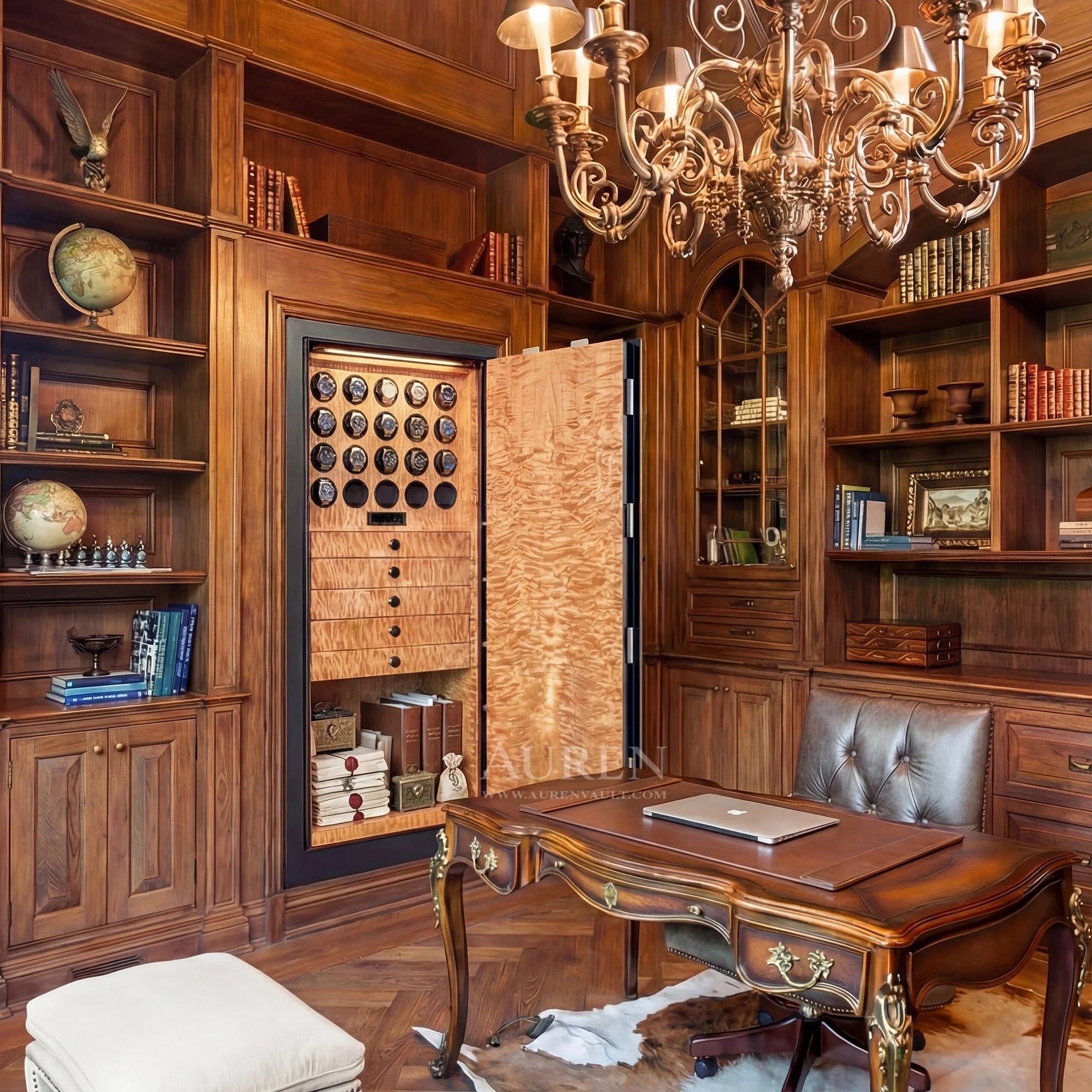 Luxury watch safe installed in a private dressing room for watch storage