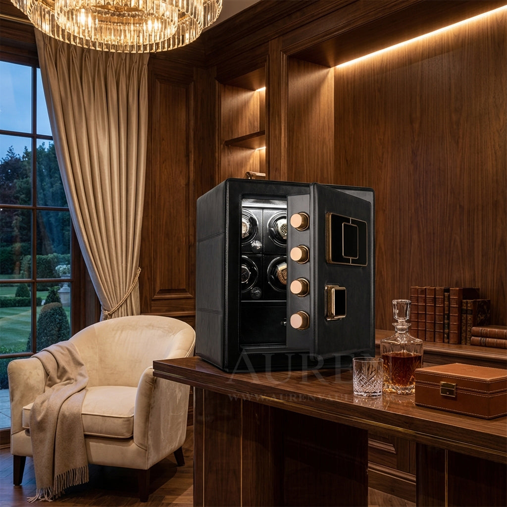 Crown Vault 6 Watch Winder Safe - Black Lifestyle