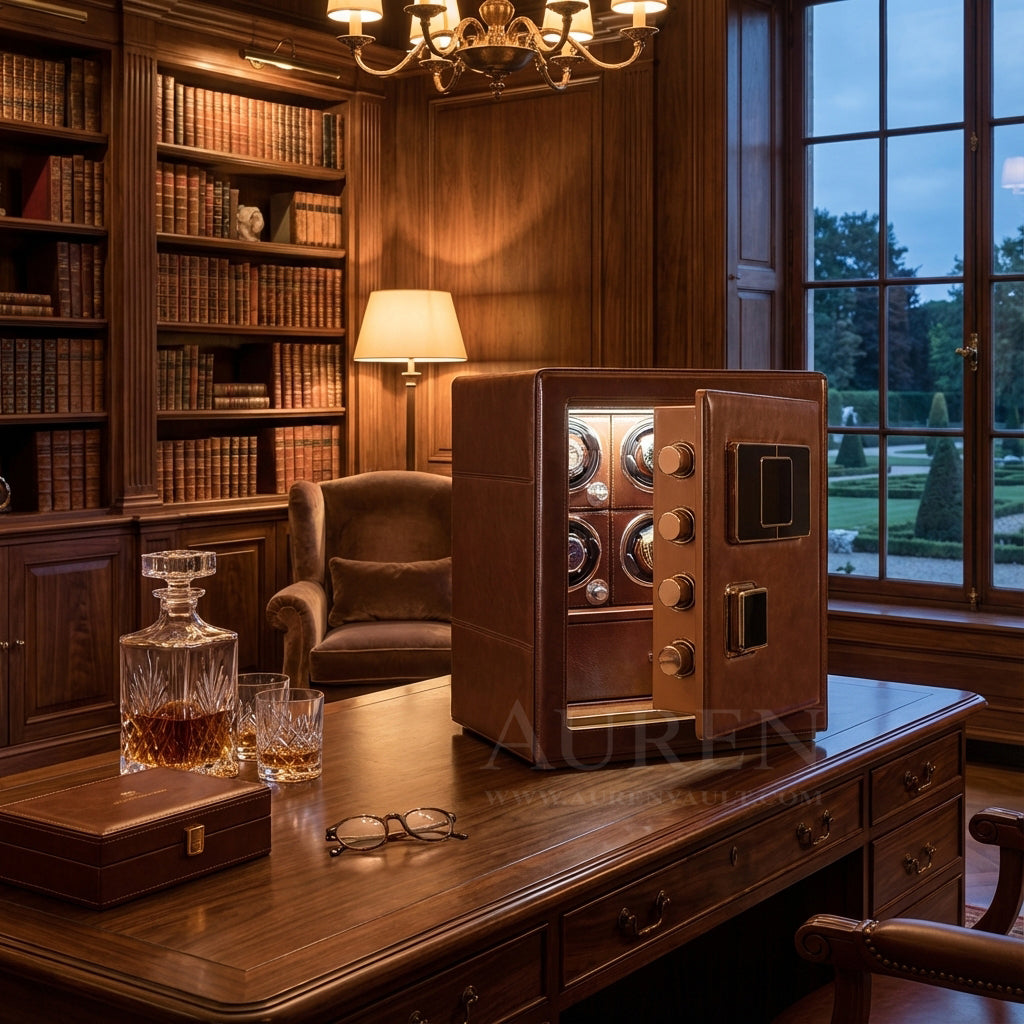 Crown Vault 6 Watch Winder Safe - Orange Lifestyle