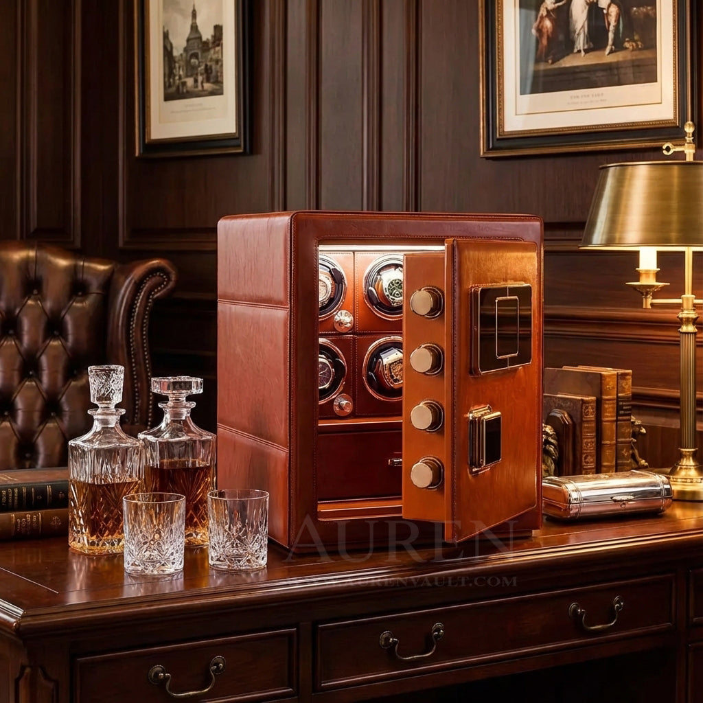 Crown Vault 6 Watch Winder Safe - Red Lifestyle