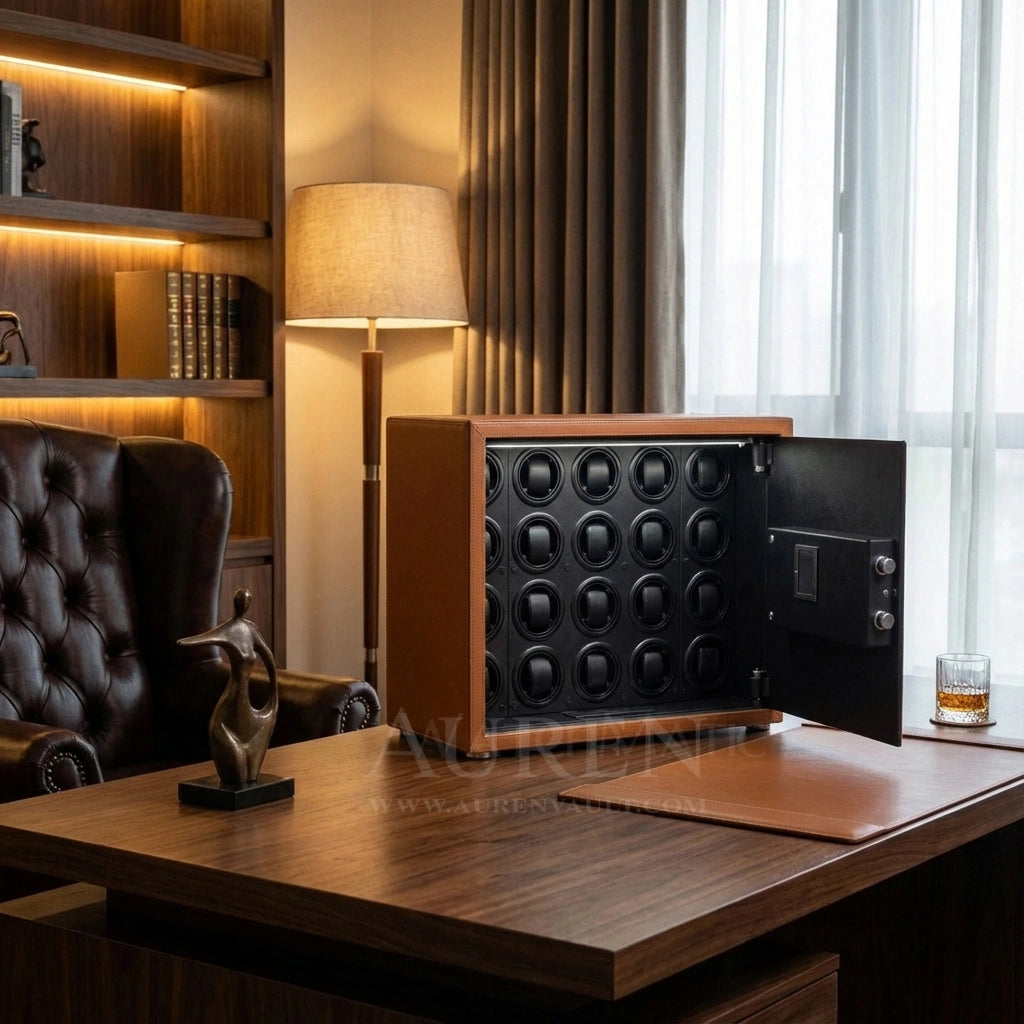 Iron Shield 20 Watch Winder Safe - Orange Lifestyle