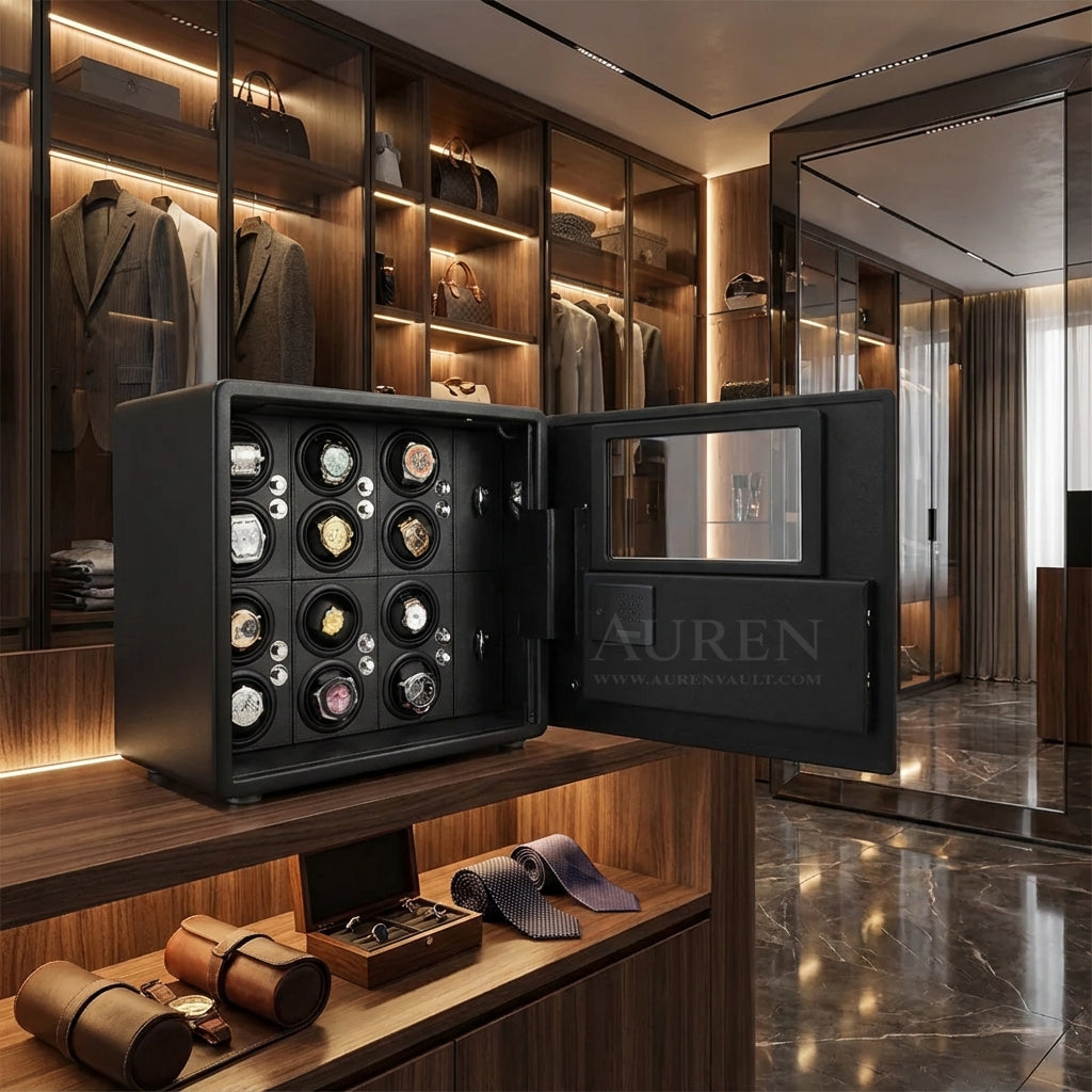 Kovra 12 Watch Winder Safe - Black Lifestyle