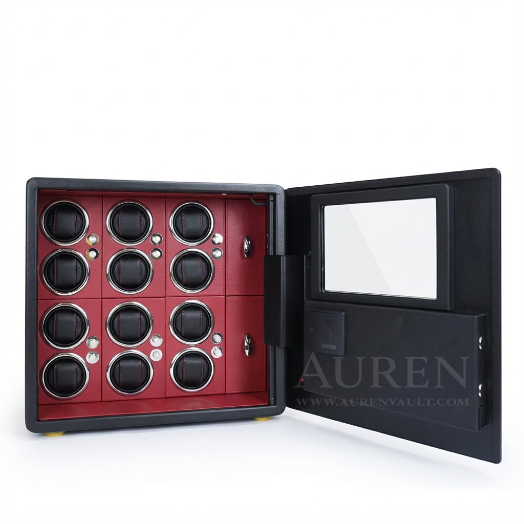 Kovra 12 Watch Winder Safe - Red Open
