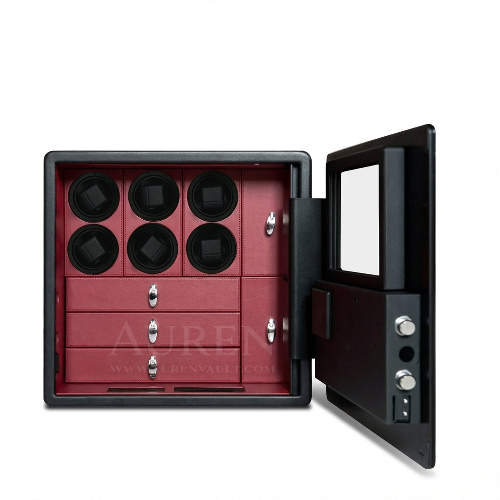 Kovra 6 Watch Winder Safe - Red Open