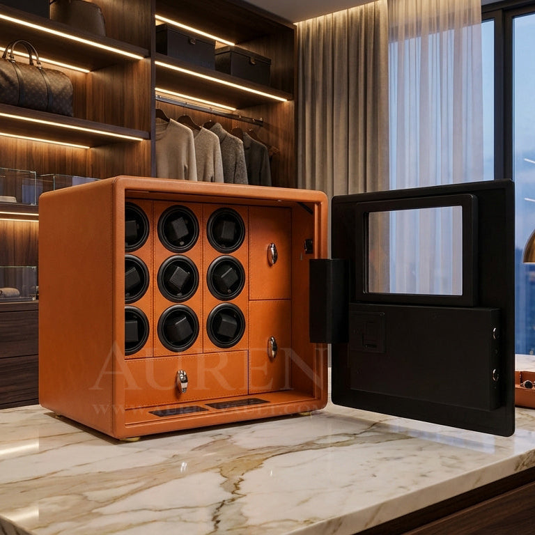 Kovra 9 Watch Winder Safe - Orange Lifestyle