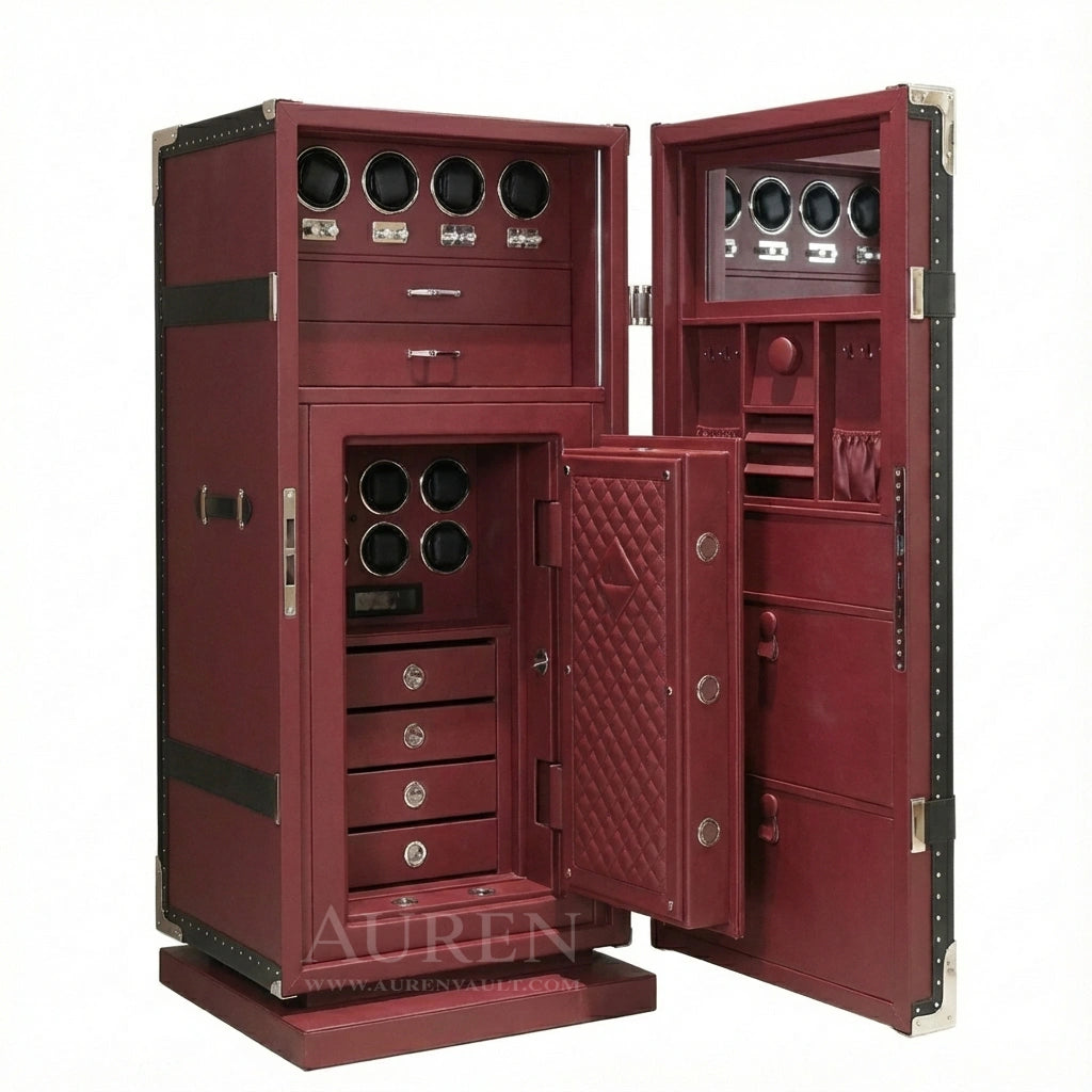Regalis Watch Winder Safe - Red Open