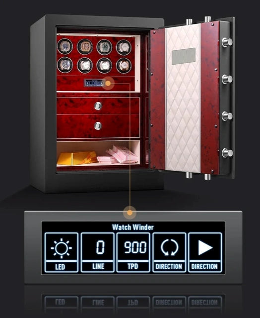 Fortis Vault 8 Watch Winder Safe - Auren Red Control Panel