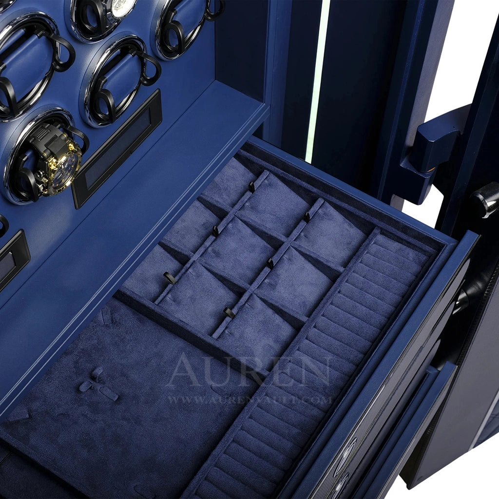 Fortis Vault 20 Watch Winder Safe - Royal Blue Drawers