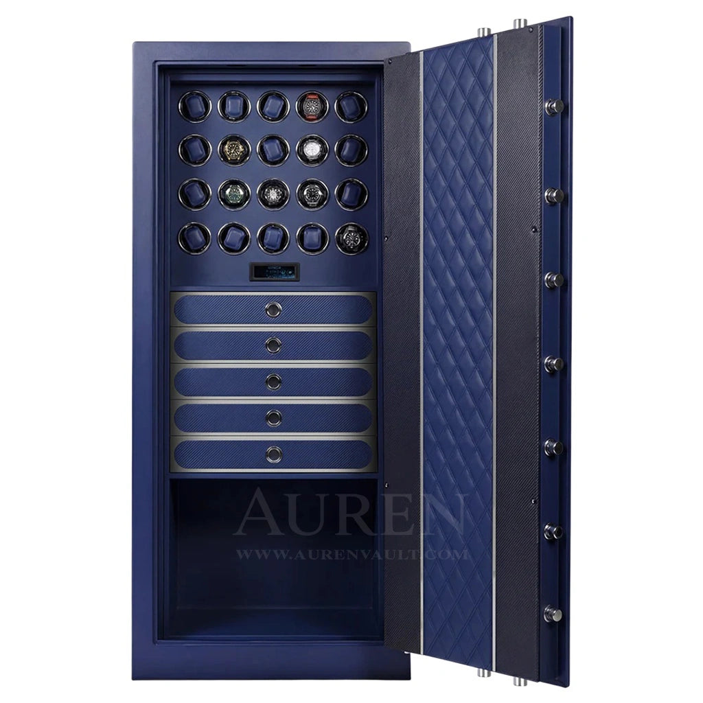 Fortis Vault 20 Watch Winder Safe - Royal Blue Open Door