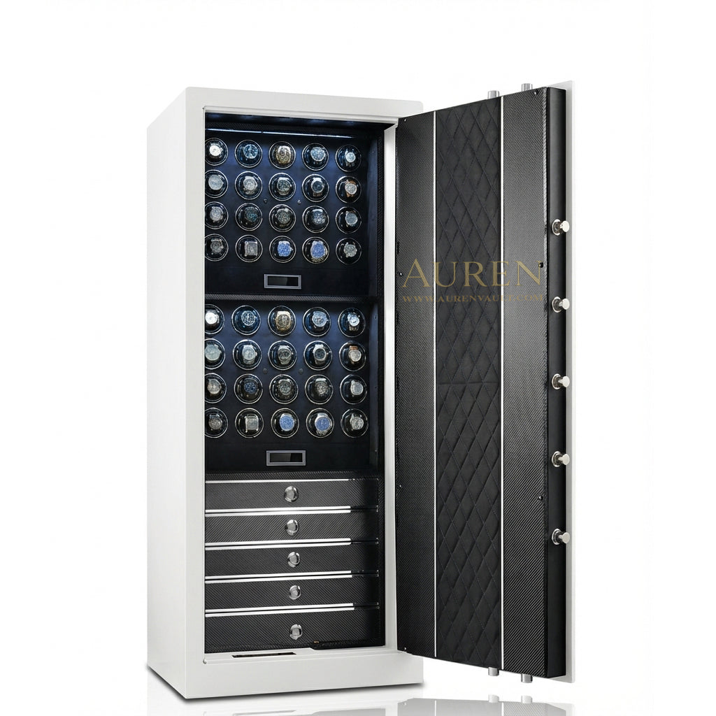 Fortis Vault 40 Watch Winder Safe - White Open