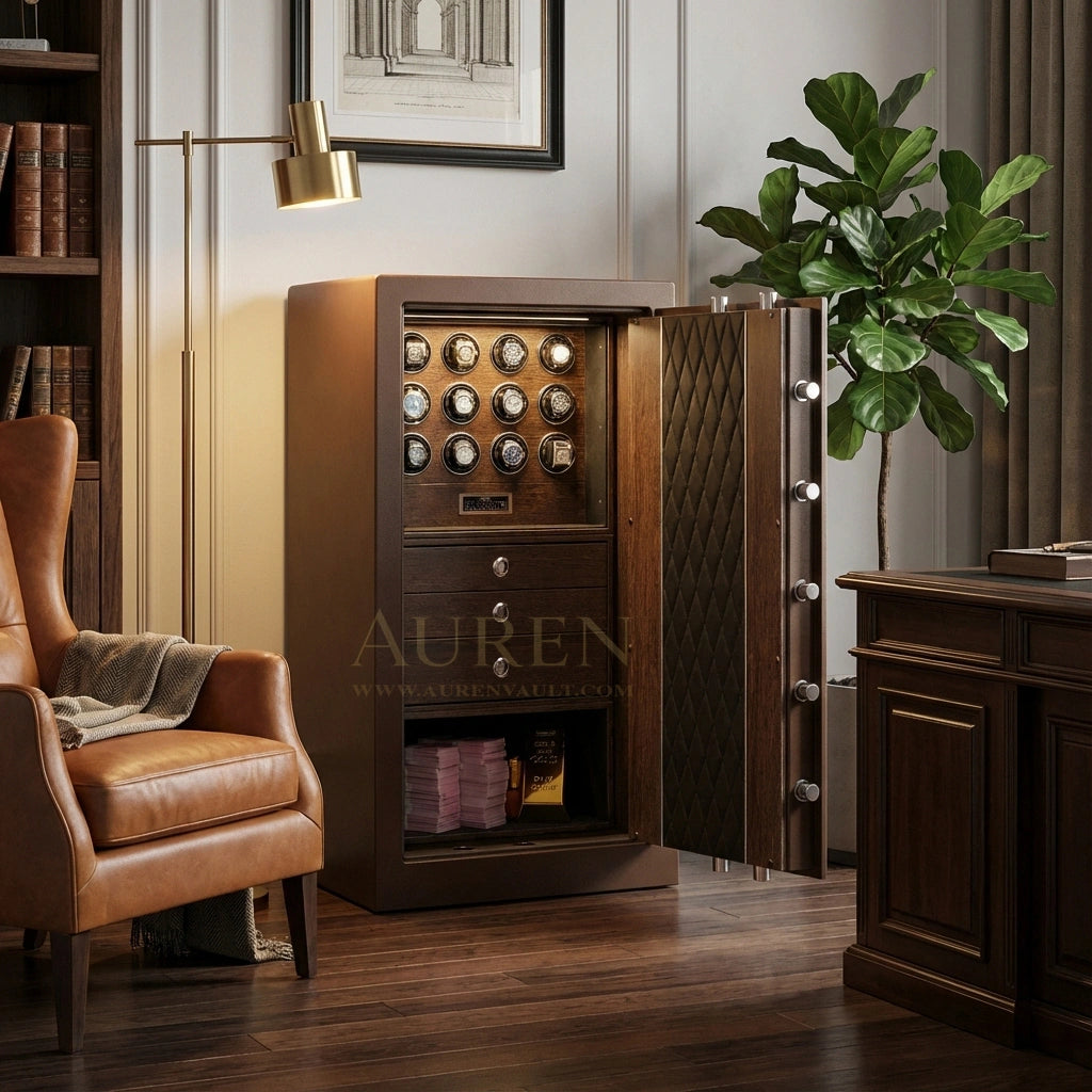 Fortis Vault 12 Watch Winder Safe - Brown Lifestyle