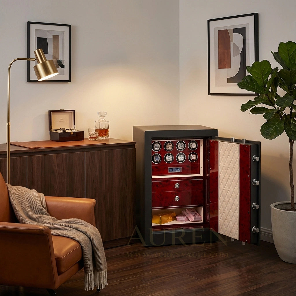 Fortis Vault 8 Watch Winder Safe - Auren Red Lifestyle